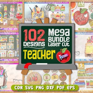 102 leraar megabundel lasergesneden, leraar megabundel gravure SVG, leraar geschenken, megagravure SVG, eeuwigdurende kalender, school-SVG