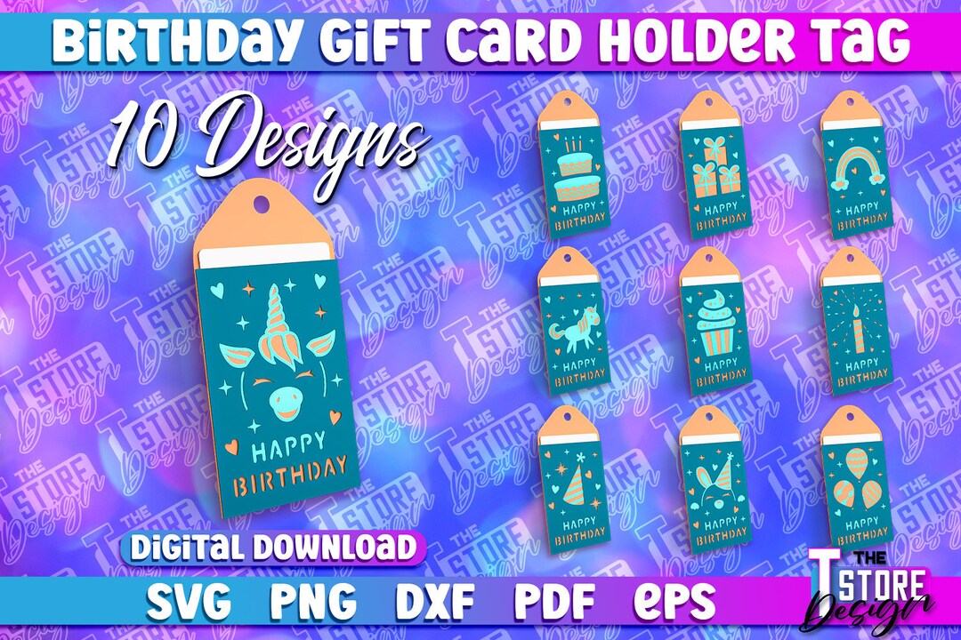 Birthday Gift Card Holder Svg, Birthday Present Gift Card Holder Tag Svg, Birthday Gift Svg