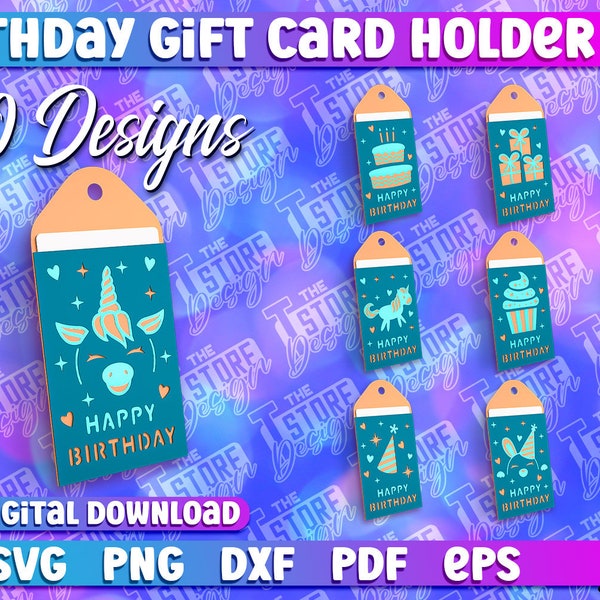 Birthday Gift Card Holder svg, Birthday Present Gift Card Holder Tag svg, Birthday Gift svg, Birthday Gift Cut File, Birthday Gift Tag SVG