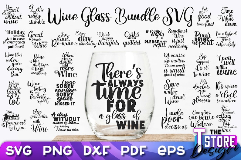 Wine Glass SVG Bundle Glass Etching Designs Stencil Svg Etsy