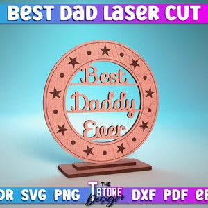 Best Dad Laser Cut SVG Bundle Award Trophy SVG Design Laser Cut Files zdjęcie 9