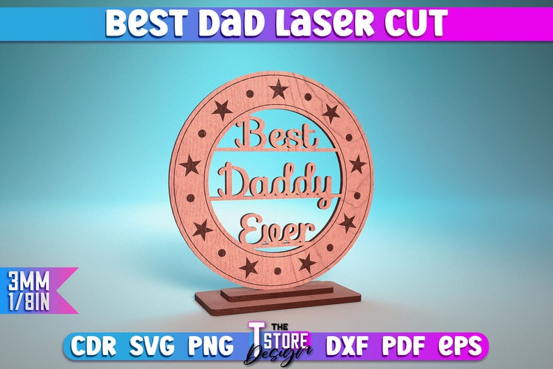 Best Dad Laser Cut SVG Bundle Award Trophy SVG Design Laser Cut Files zdjęcie 9