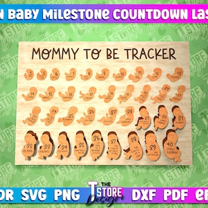 Wooden Baby Milestone Countdown | Pregnancy Countdown Laser Cut | Wooden Puzzle Laser Cut