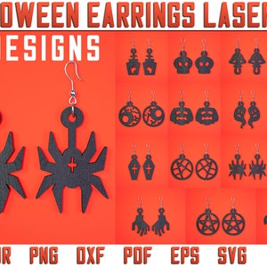 Halloween Earrings Laser Cut SVG | Halloween Earrings SVG Design | Accessories Laser Design | CNC Files