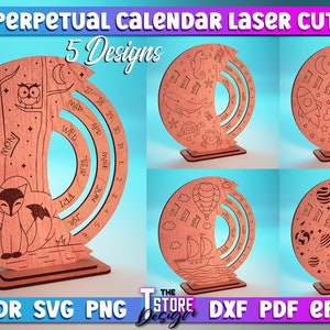 Perpetual Calendar Laser Cut SVG Bundle | Calendar SVG Design | CNC Files