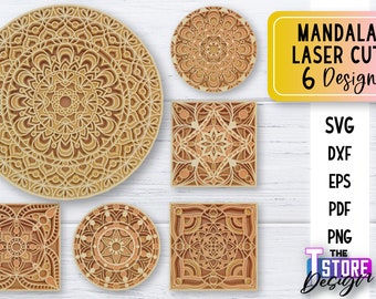 Mandala Laser Cut / Mandala SVG Diseño / Archivos cortados por láser