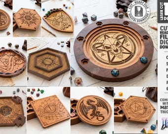 Würfelschale SVG - Würfelhalter aus Holz Laser Cut - RPG Würfelschale - Tabletop Gaming Zubehör - Fantasy Würfelschale svg