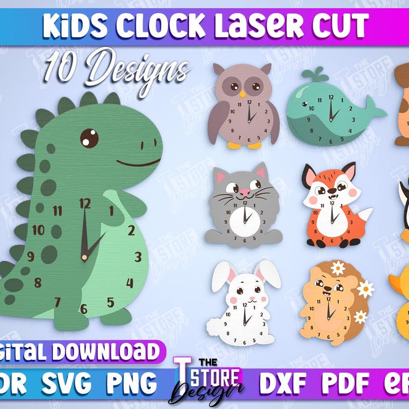 Animal Clock Kids Room - Etsy UK