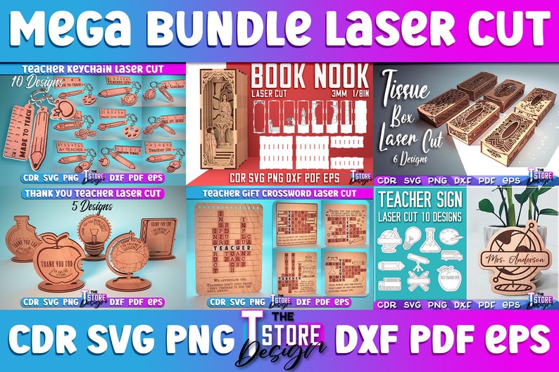 Laser geschnittenes Mega Bundle SVG CNC-Dateien Gravur SVG Bild 2