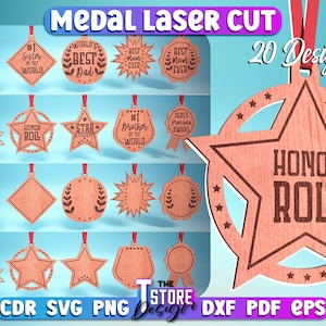 Medal Laser Cut SVG Bundle | Medal SVG Design | Laser Cut Files
