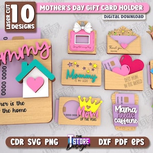 Pacchetto di porta carte regalo per la festa della mamma, porta carte regalo 3D tagliato al laser, porta carte per la festa della mamma in formato svg, regalo per la mamma tagliato al laser, migliore mamma in formato svg