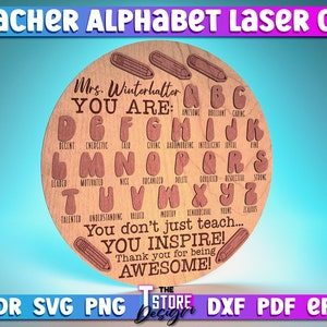 Leraar alfabet laser gesneden bundel | Leraar Lasergesneden SVG-bundel | CNC-bestanden