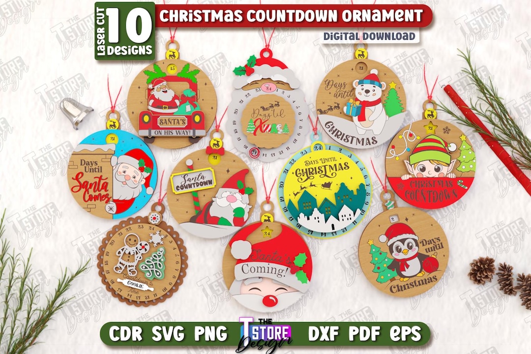 3d Christmas Countdown Ornament Lasercut Bundle, Days Until Christmas ...
