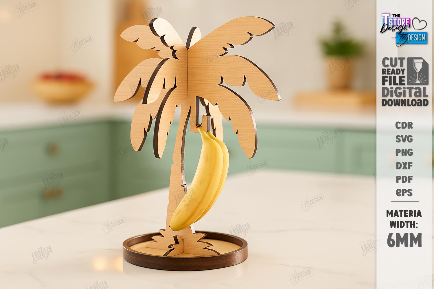 3d Banana Holder With Hooks Laser Cut Bundle, Funny Shelf Sitter