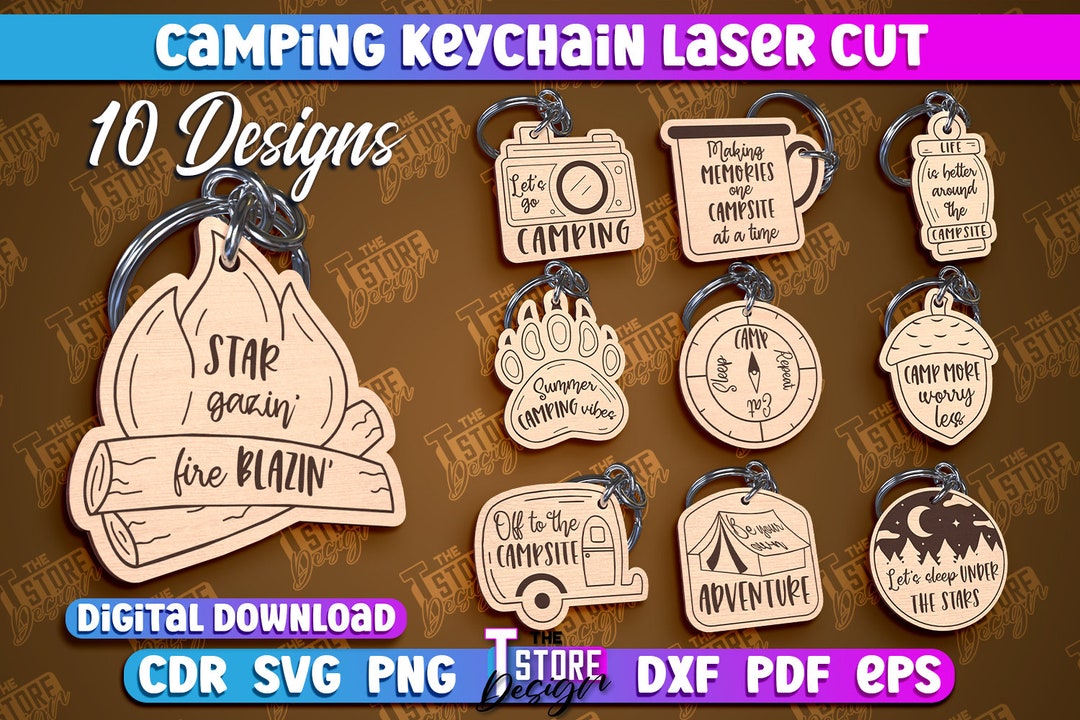 Camping Keychain Laser Cut Bundle | Family Camping Keychain Laser Cut ...