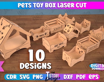Pets Toy Box Laser Cut Bundle, Wooden Dog Toy Box, 3D Storage Box Lasercut, Pet toy storage, Pet toy box, Dog toys bin, Personalized dog box