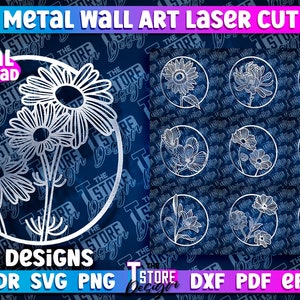 Metal Flower Art,  Metal Flower Decor, Round Art, Metal Wall Art, Flower Signs, Metal Wall Decor, Wall Hangings, Wooden Wall Art