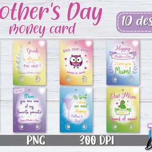 Pacote PNG de cartão de dinheiro para o dia das mães | Arquivos de corte para porta-dinheiro | Projeto da mãe | Pacote de mãe
