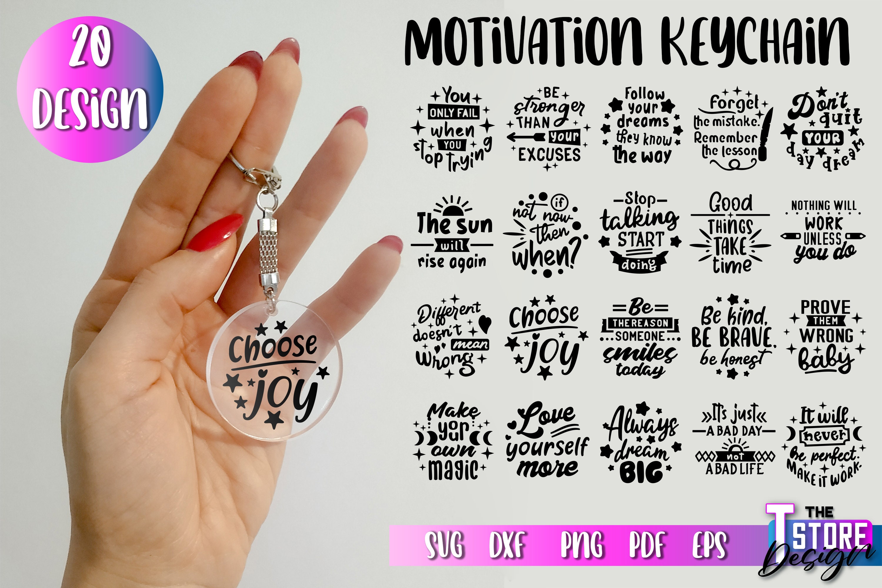 Estune 48 Pcs Inspirational Quote Keychains Bulk Motivational