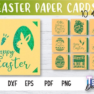 Carte di Pasqua Papercut SVG, Cartoline di Pasqua a strati, Taglio laser Pasqua SVG, Carta di uovo di Pasqua Papercut, Carta del coniglietto di Pasqua, Carta dell'uovo di Pasqua