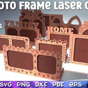 Photo Frame Laser Cut SVG Bundle | Cadre photo SVG Design | Fichiers découpés au laser | Fichiers CNC