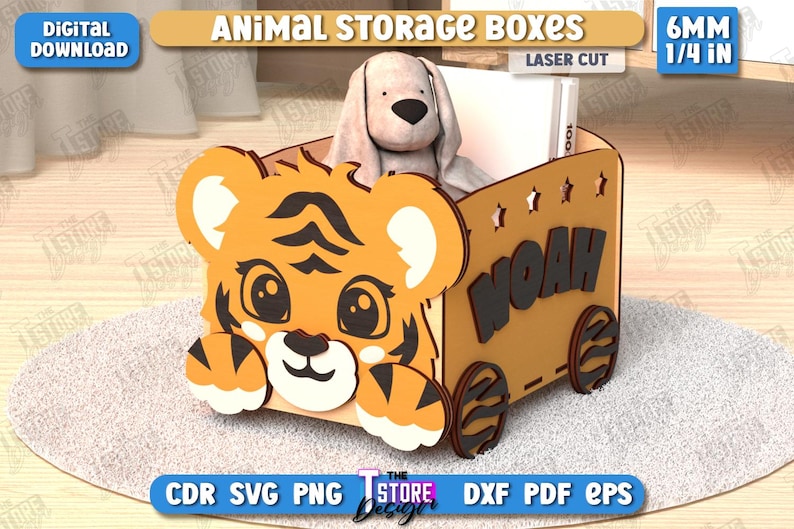Animal Storage Boxes Laser Cut Bundle, 3d Kids Animal Boxes, Children ...