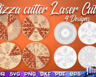 Cortador de pizza cortado con láser / Diseño SVG de cocina / Archivos cortados con láser / Juego de mesa de pizza