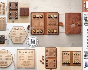 Farkle Dice Game SVG - Laser Cut Dice Game Score Board - Wooden Farkle Rules And Scoring Board - Family Game Night Gift svg