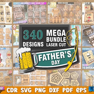 340 Mega Pakiet na Dzień Ojca Cięcie Laserowe, 3D Mega Pakiet dla Mężczyzn, Pomysły na Prezenty dla Taty, Dziadka, Męża, Chłopaka, Pudełka Prezentowe 3D, Ramki Na Zdjęcia