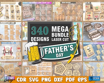 340 Father's Day Mega Bundle Laser Cut, 3D Men's Mega Bundle, Gift Ideas for Dad, Grandpa, Husband, Boyfriend, 3D Gift Boxes, Photo Frames