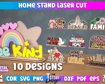 Lot de décorations découpées au laser pour support familial, décoration sur pied, décoration d'intérieur découpée au laser, décoration d'intérieur découpée au laser 3D, panneaux de bienvenue, gardiens d'étagères 3D découpés au laser