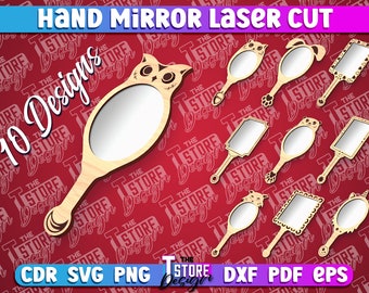 Hand Mirror Laser cut | Wooden Hand Mirror With Handle| Laser Cut Makeup Mirror | Vanity Mirror Design| Hand Held Mirror SVG | Laser Design