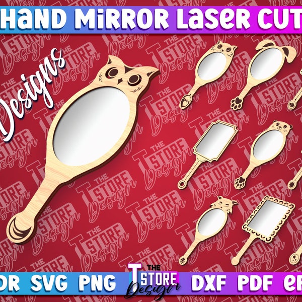 Hand Mirror Laser cut | Wooden Hand Mirror With Handle| Laser Cut Makeup Mirror | Vanity Mirror Design| Hand Held Mirror SVG | Laser Design