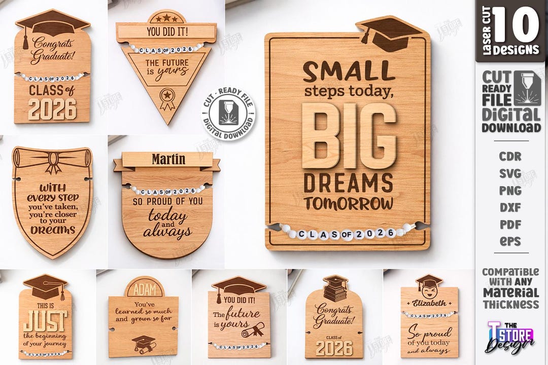 Graduation Bracelet Card Laser Cut - Class of 2026 Gift - Senior ...