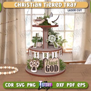 3d christian tiered tray laser cut decor, religious signs laser cut, wooden tiered tray set, christian quotes, bible interchangeable sign