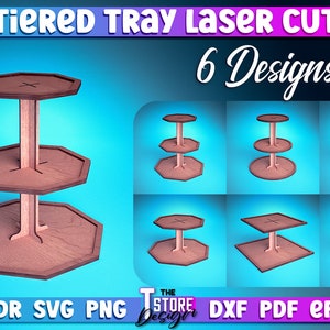 Tiered Tray Laser Cut SVG Bundle | Tiered Tray SVG Design | Laser Cut Files