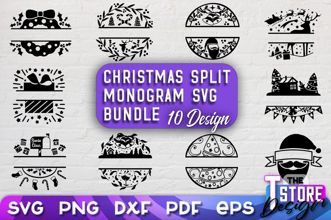 Winter Split Monogram Christmas Split Monogram SVG Bunde Christmas Design - Etsy
