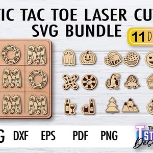 Puede incluir: Un conjunto de 11 diseños SVG cortados con láser para un juego de tres en raya. Los diseños incluyen una variedad de temas, como fantasmas, calabazas, dinosaurios y cupcakes. Los diseños son perfectos para crear regalos personalizados o decoración para el hogar.