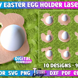 Easter Egg Holder Laser Cut  | Happy Easter Egg Holder Design | Easter Bunny Single Egg Holder Laser Cut Files | Egg Holder Design | Bunny