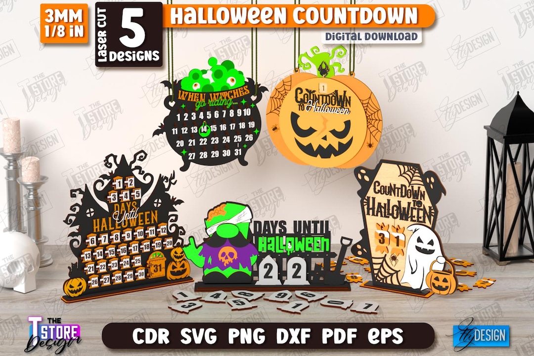 3d Halloween Countdown Laser Cut Bundle, Days Until Halloween Countdown ...