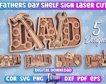 Father's Day Wood Shelf Sign | Father Day Gifts | Dad Wooden Sign | Father's Day Gift | Fathers Day Sign Lasercut | 3d Layered Father's Day