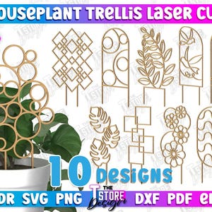 Zimmerpflanze Pflanzenstecker Laserschnitt Bündel, Pflanzengitter svg, Blumenstecker svg, Pflanzenmarkierer svg, Gartenstecker, Holzpfanzenstütze svg
