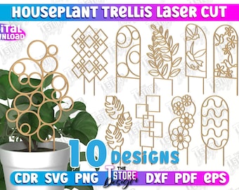 Kamerplant plantstokken lasergesneden bundel, plantenlatten svg, bloemstokken svg, plantmarkering svg, tuinpaal, houten plant ondersteuning svg