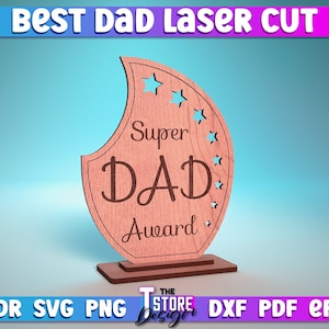 Best Dad Laser Cut SVG Bundle Award Trophy SVG Design Laser Cut Files zdjęcie 2