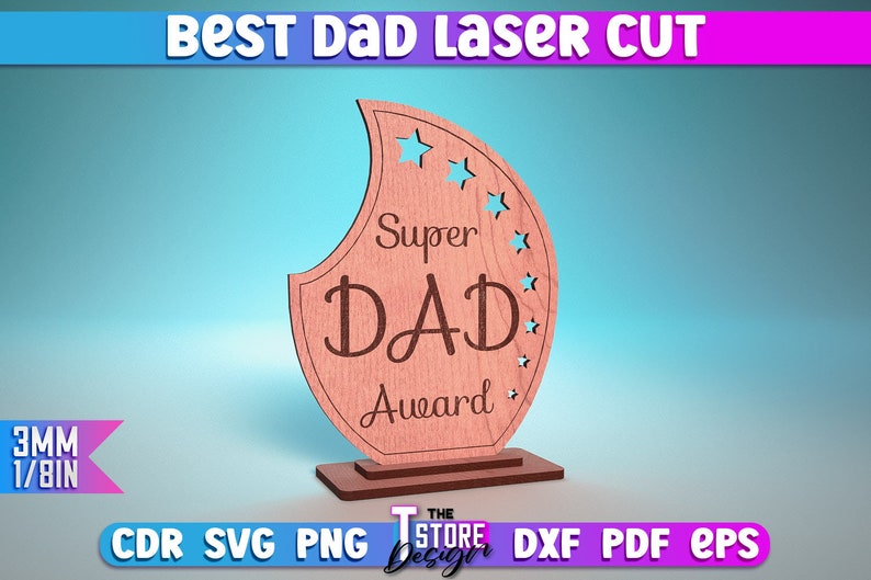 Best Dad Laser Cut SVG Bundle Award Trophy SVG Design Laser Cut Files zdjęcie 2