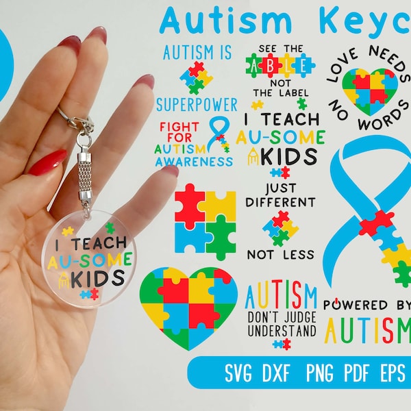 Autism Keychain SVG Bundle | Autism Awareness SVG