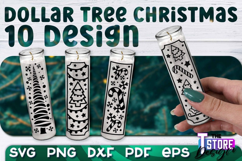 Christmas Dollar Tree Candle SVG Jar Candle Designs - Etsy