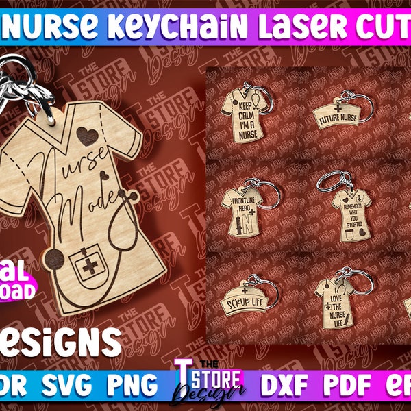 Nurse Keychain Laser Bundle | Nurse Design Laser Cut | Wooden Doctor Keychain | Nurse Gift | Nurse To Be Laser Cut | Nurse Laser Files