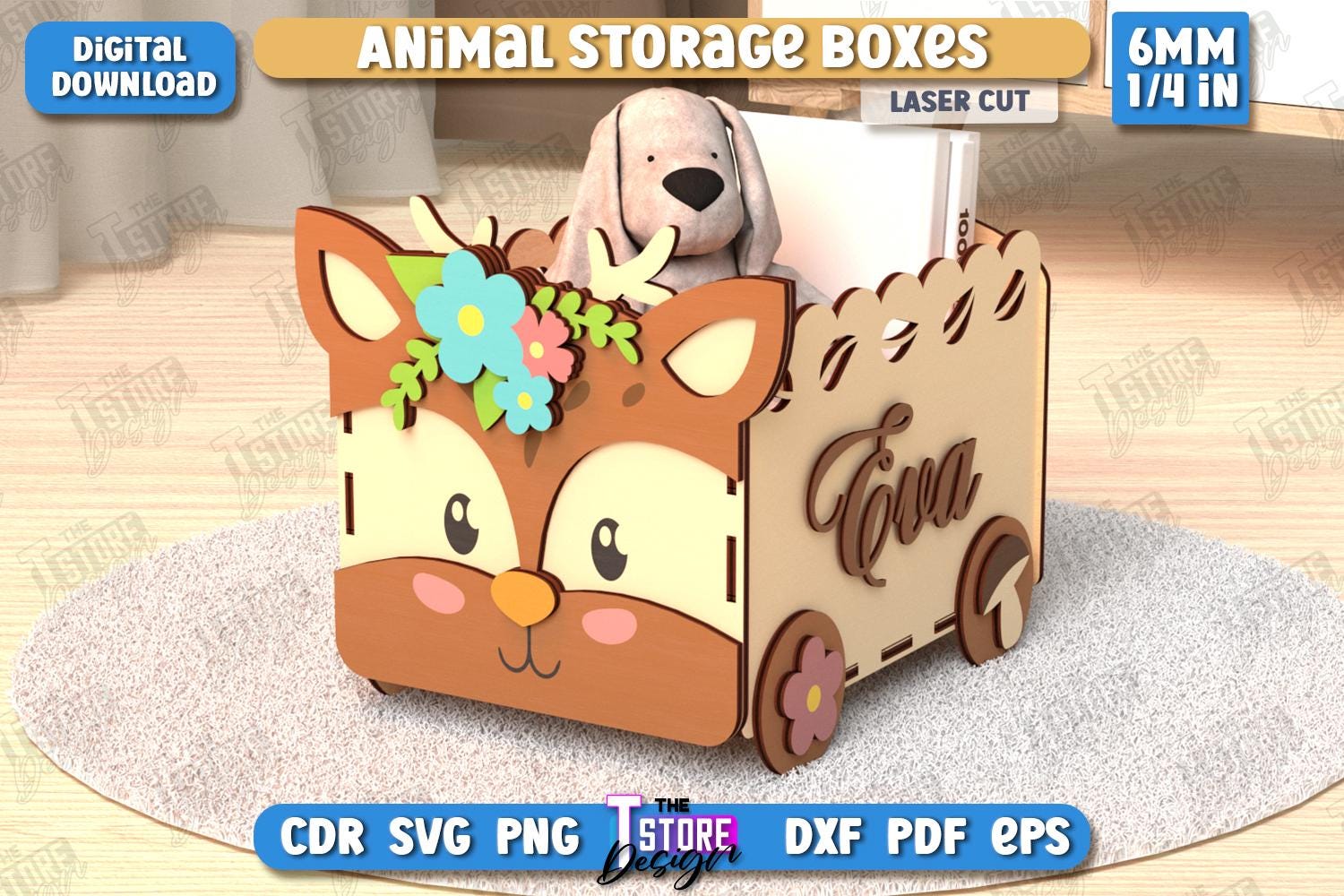 Animal Storage Boxes Laser Cut Bundle, 3d Kids Animal Boxes, Children ...