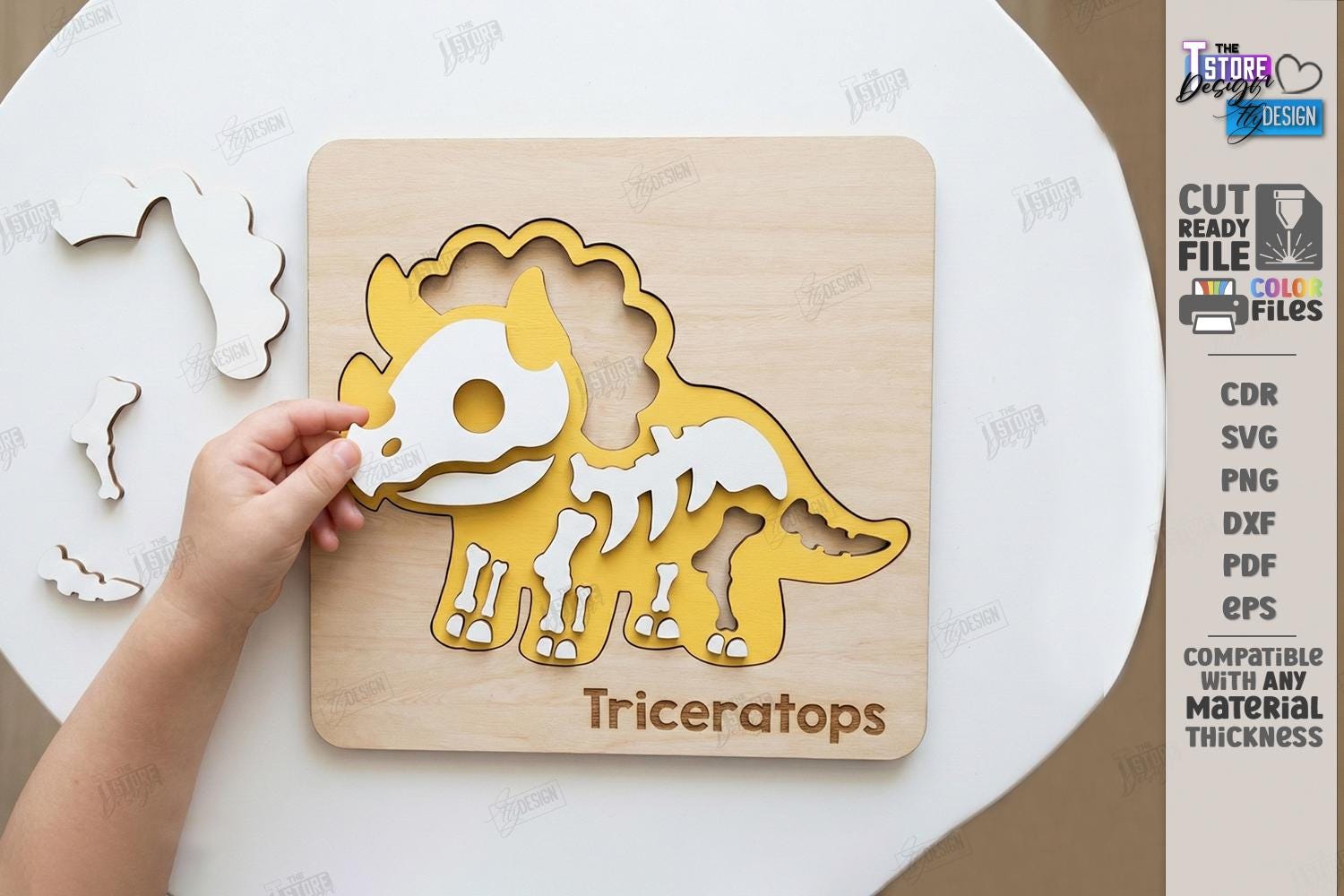 3d Wooden Kids Dinosaur Puzzles Laser Cut Bundle, Dino Puzzle Set ...